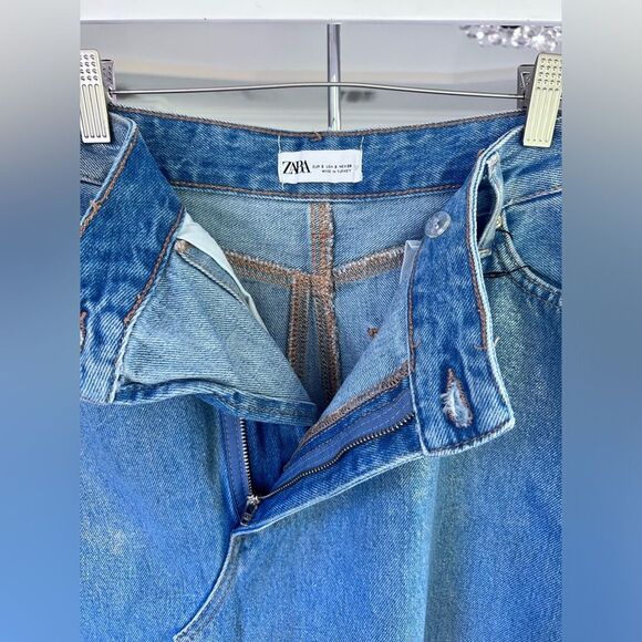 ZARA TRF METALLIC DENIM ASYMMETRIC SKIRT NWT - Picture 13 of 16